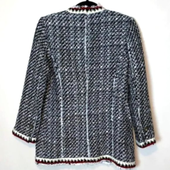 NWOT Zara Woman Black White Red boucle Tweed Jacket Blazer M - Picture 6 of 10